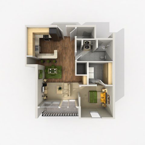 Floor plan for 1 bed, 1 bath, 819 sqft